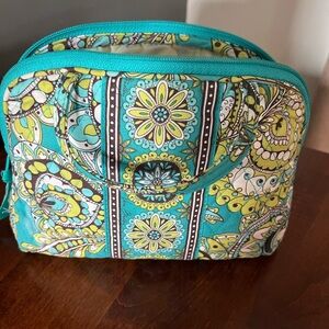 Vera Bradley Blue and Yellow Cosmetic Bags with Ornate Design